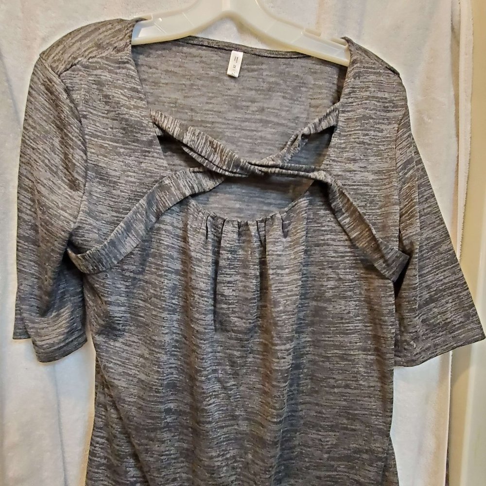 Rosegal Marled Twist Front T-shirt 2X Dark Gray